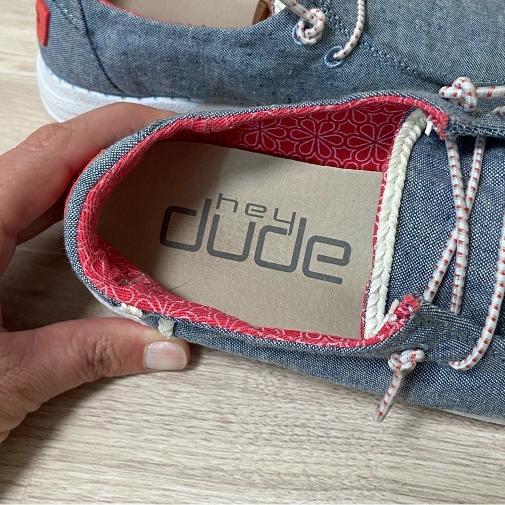 HEY DUDE / Girls Wendy Chambray Braid Indigo Shoes Size K13 - Picture 5 of 8